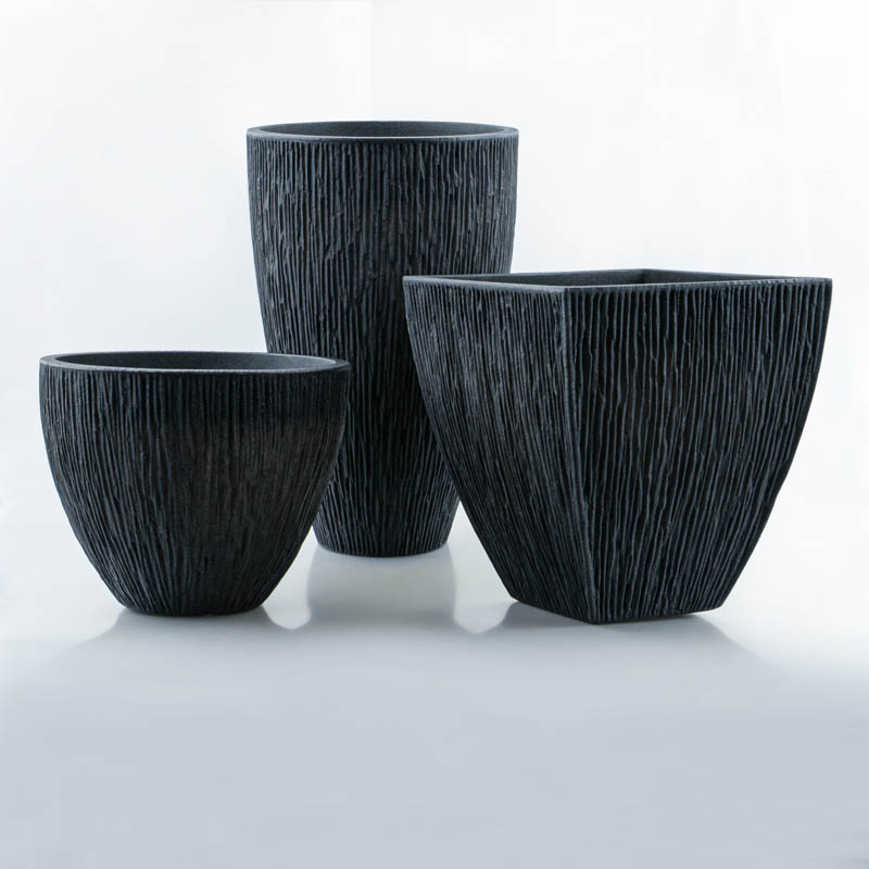 Pot carré évasé 'Lava' gris anthracite 40L