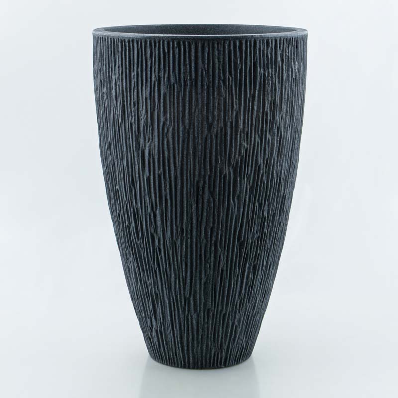 Pot rond haut 'Lava' gris anthracite 46L