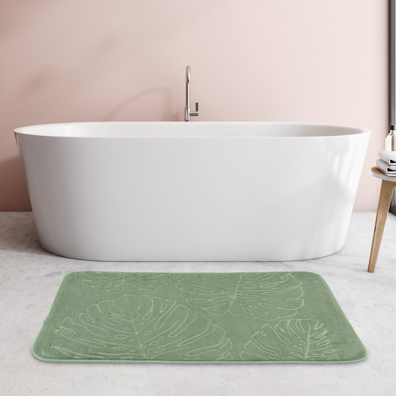 Tapis de salle de bain 'Leaves' vert sauge