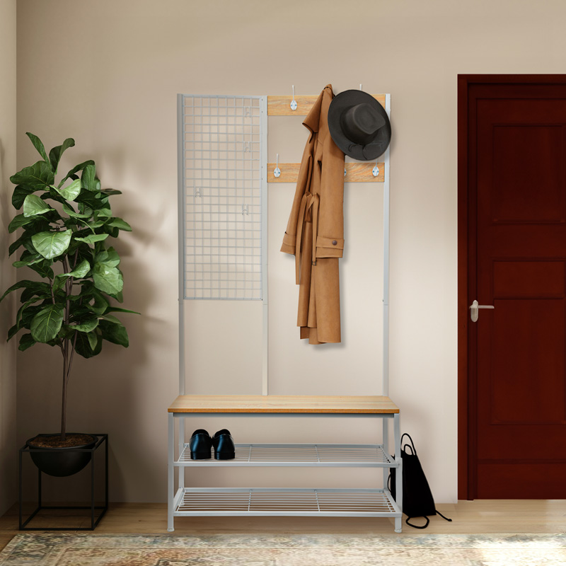 Vestiaire avec étagères et crochets blanc