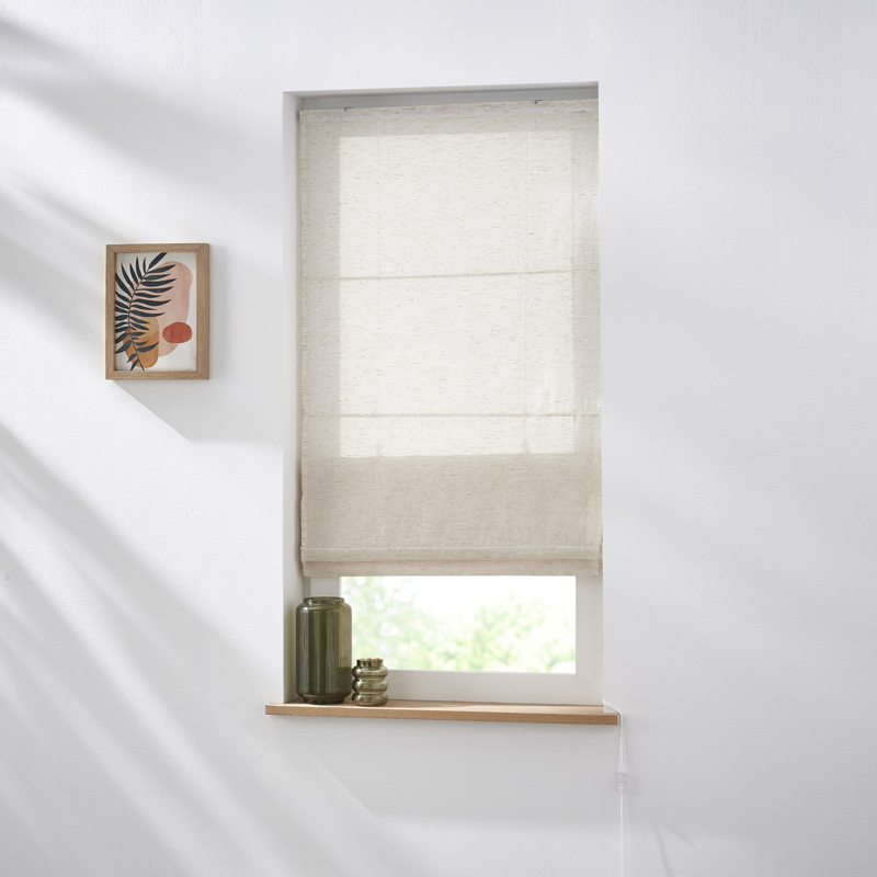 Store bateau étamine imitation lin beige