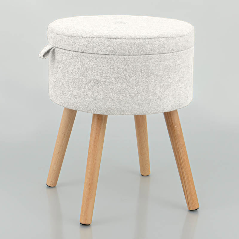 Tabouret coffre rond 'Luxury' blanc