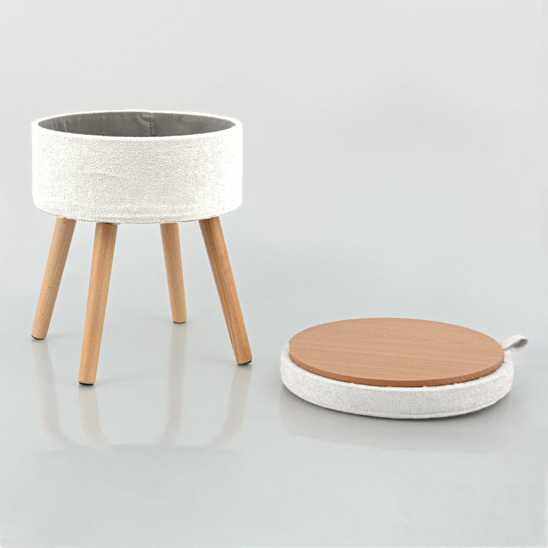 Tabouret coffre rond 'Luxury' blanc