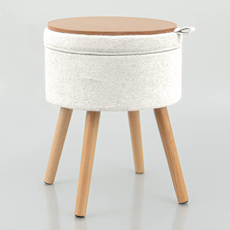 Tabouret coffre rond 'Luxury' blanc
