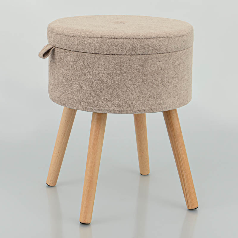 Tabouret coffre rond 'Luxury' beige