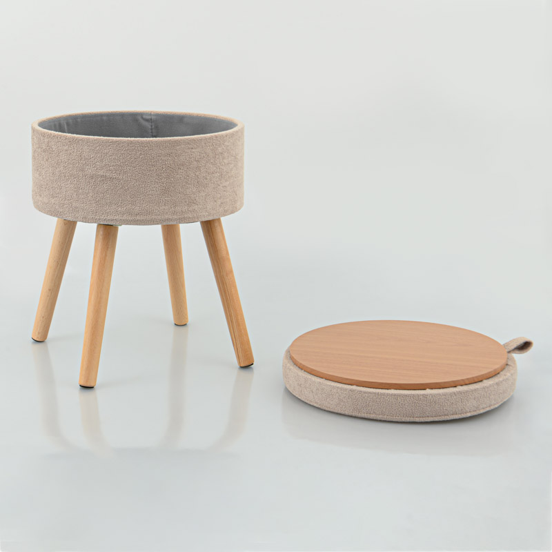 Tabouret coffre rond 'Luxury' beige