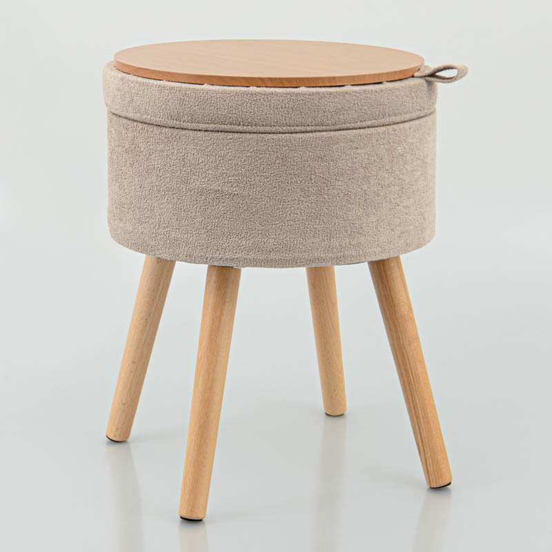 Tabouret coffre rond 'Luxury' beige