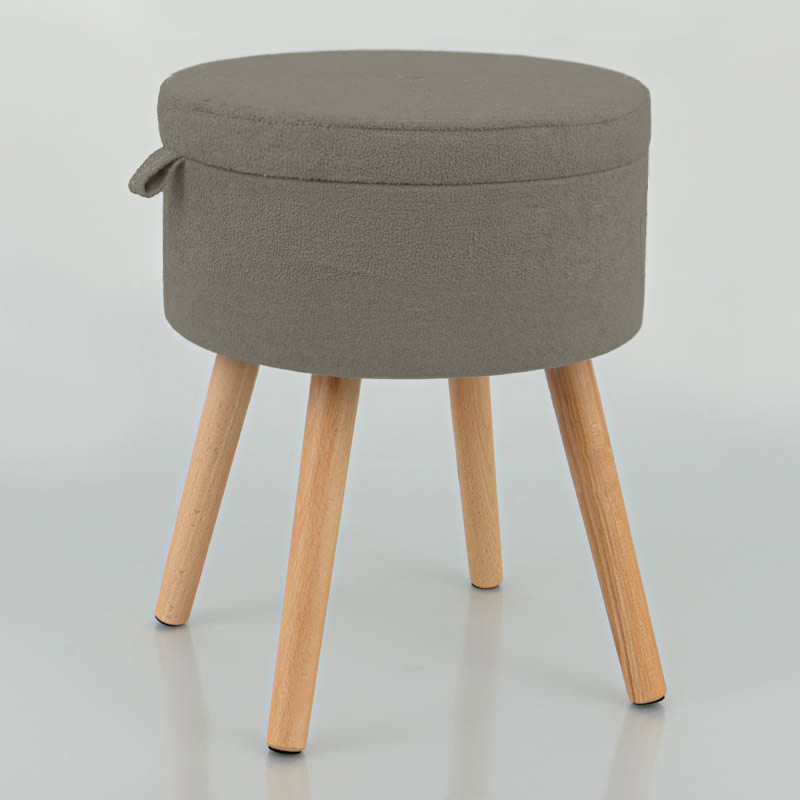 Tabouret coffre rond 'Luxury' gris