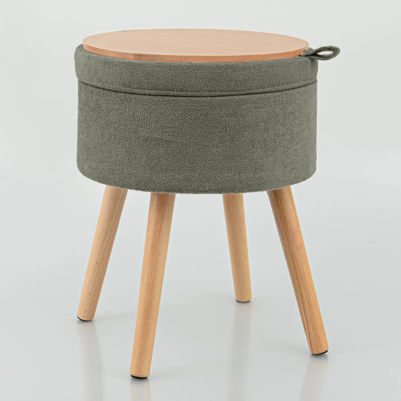 Tabouret coffre rond 'Luxury' gris