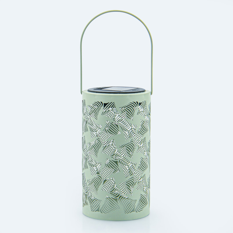 Lanterne solaire en métal vert gris