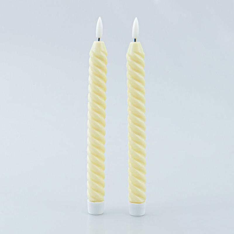  2 bougies flambeau led crème