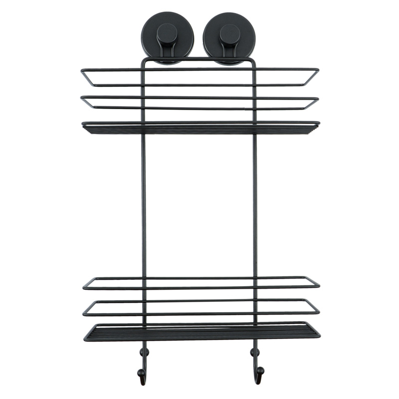 Etagère de douche avec crochets noire