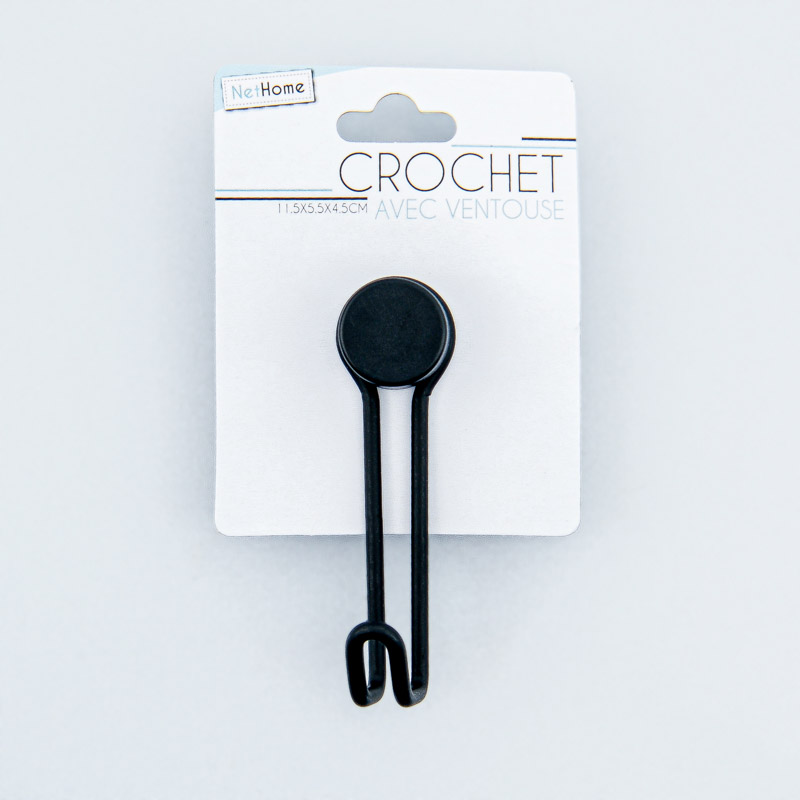 Crochet avec ventouse noir