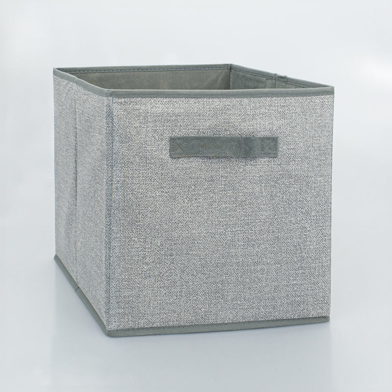 Bac de rangement imitation lin gris