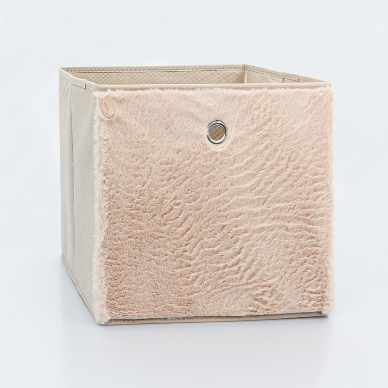 Bac de rangement imitation fourrure beige