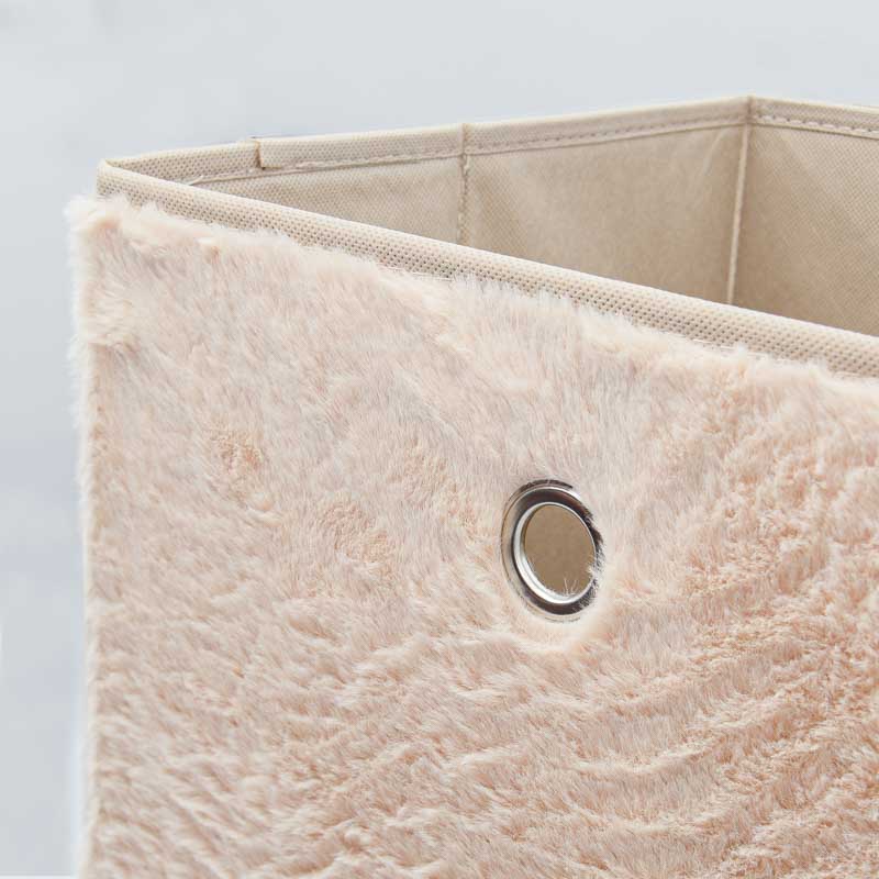 Bac de rangement imitation fourrure beige