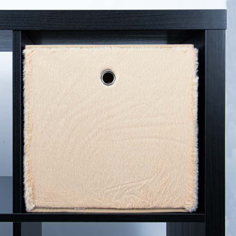 Bac de rangement imitation fourrure beige