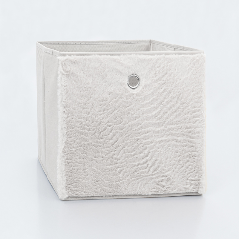 Bac de rangement imitation fourrure blanc