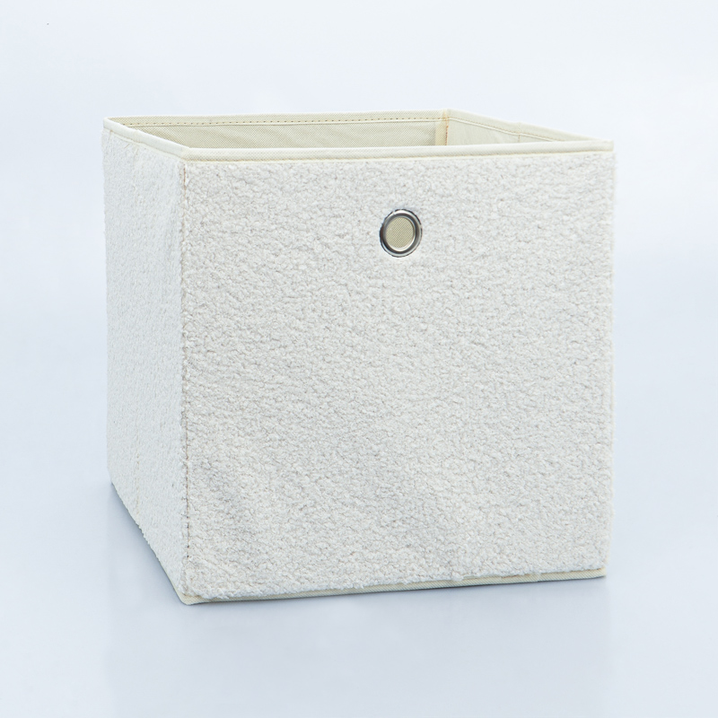 Bac de rangement imitation fourrure beige