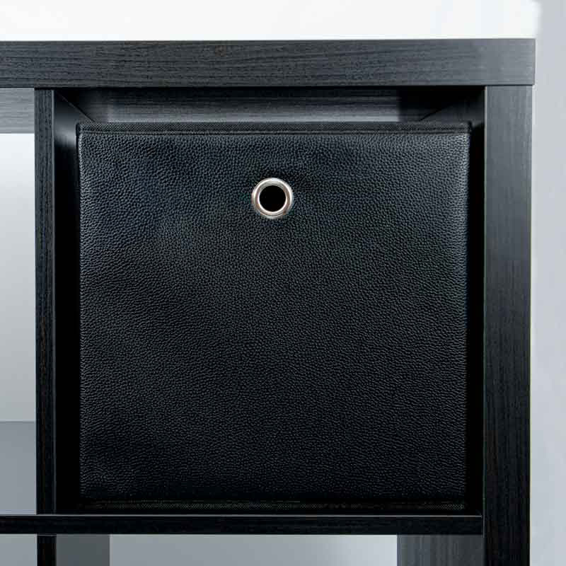 Bac de rangement imitation cuir noir