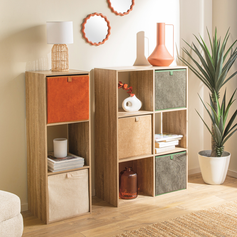 Bac de rangement imitation velours crème