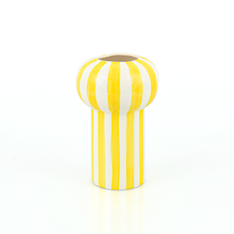 Vase en céramique 'Fira' jaune et blanc