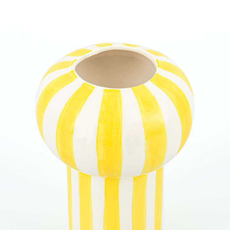 Vase en céramique 'Fira' jaune et blanc