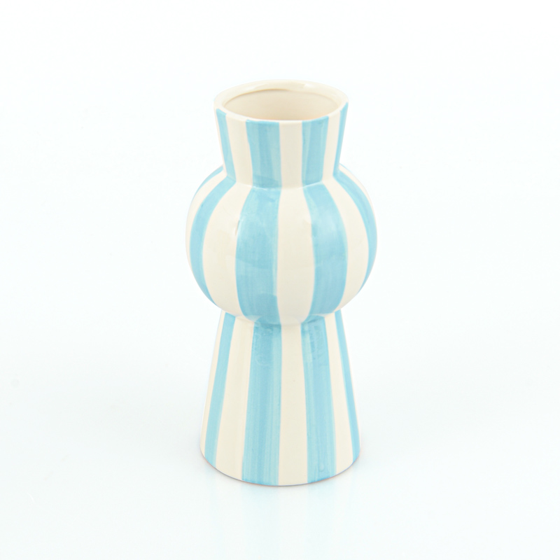 Vase en céramique 'Oia' turquoise et blanc 