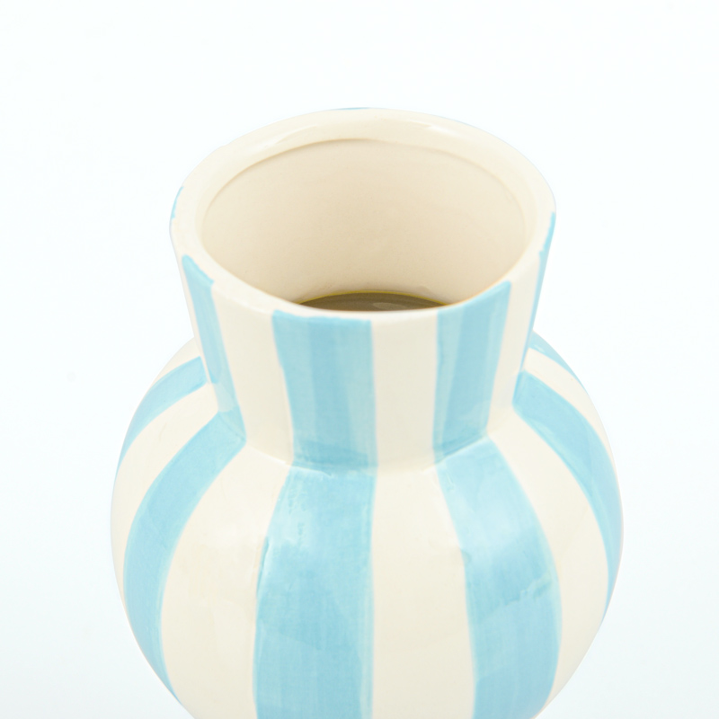 Vase en céramique 'Oia' turquoise et blanc 