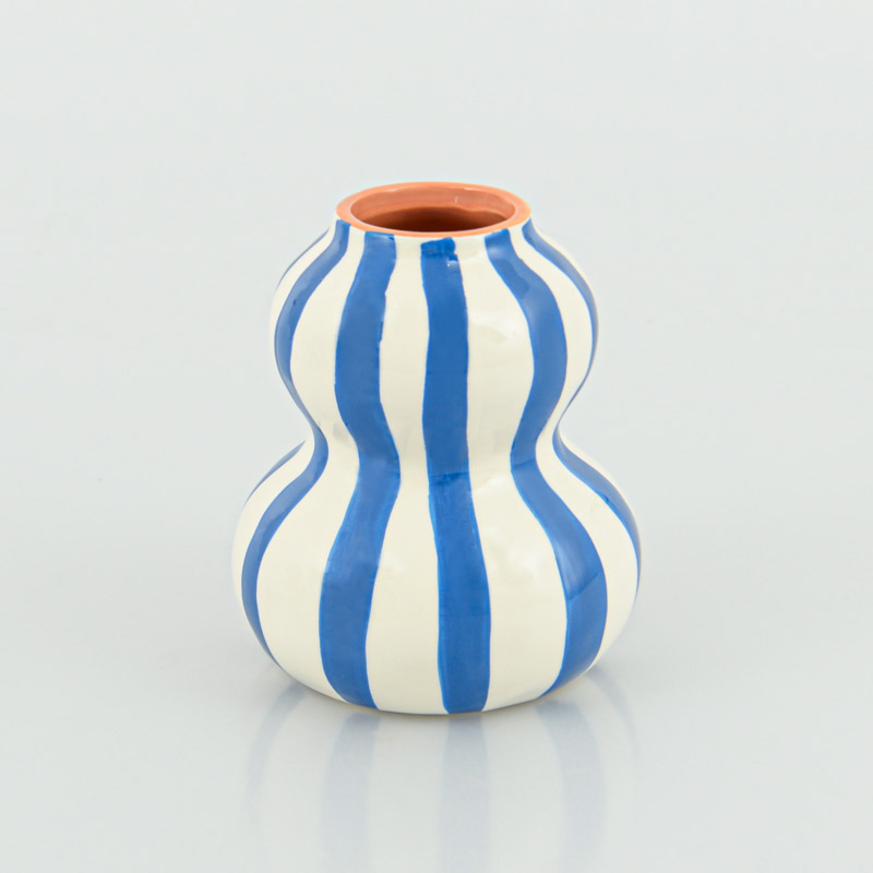 Vase en céramique 'Pyrgos' bleu et blanc