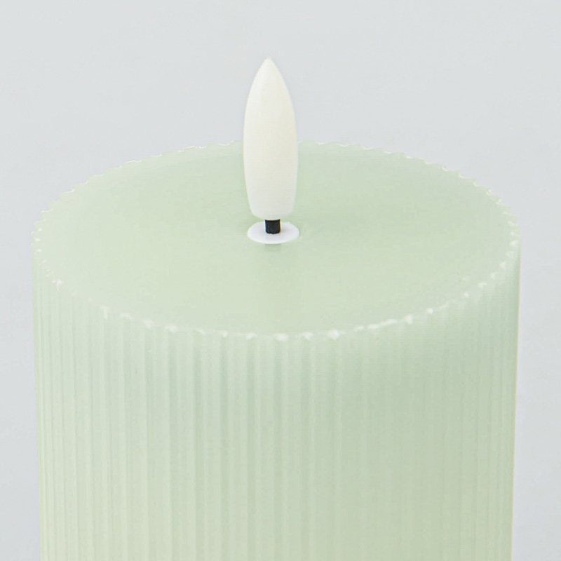 3 bougies en cire led vert sauge 