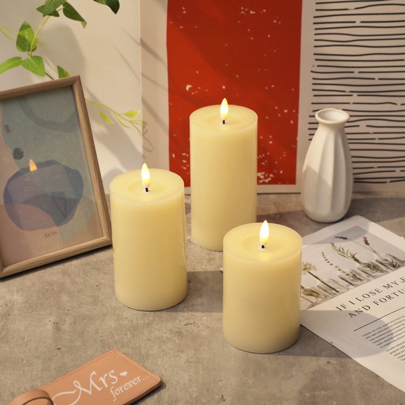 3 bougies en cire led programmables