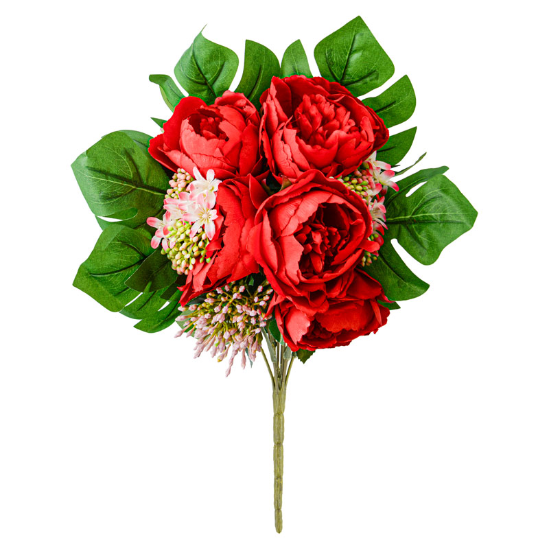 Bouquet de pivoines, fleurettes et graminées