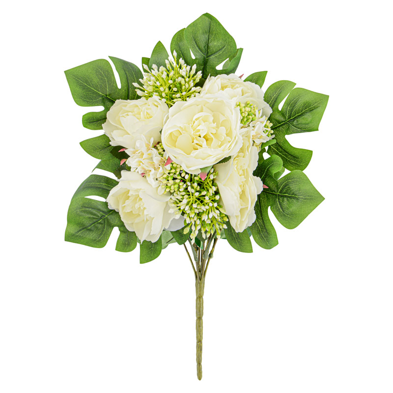 Bouquet de pivoines, fleurettes et graminées