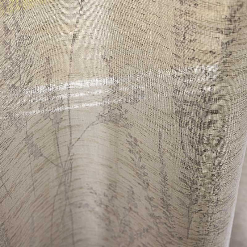 Voilage étamine 'Eline' imprimé fleurs beige
