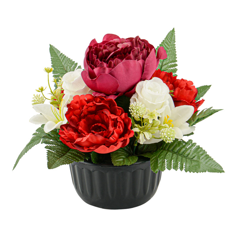 Coupe ronde fleurs artificielles pivoines