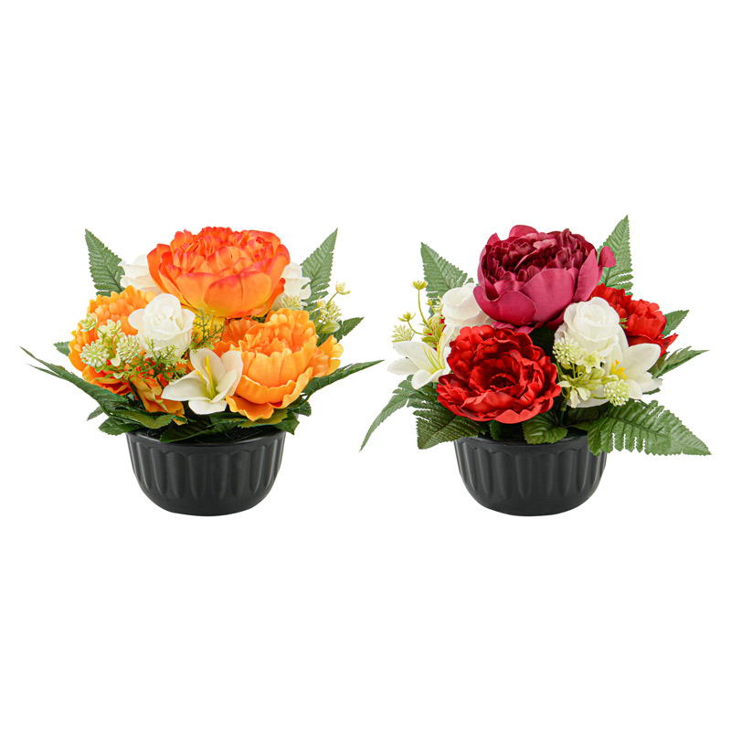 Coupe ronde fleurs artificielles pivoines