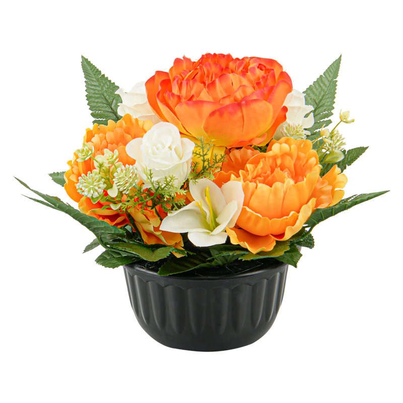 Coupe ronde fleurs artificielles pivoines