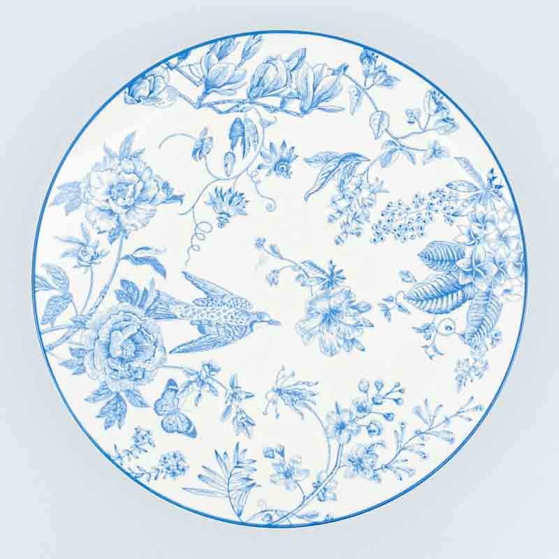 Assiette plate 'Eleonore' bleue en porcelaine