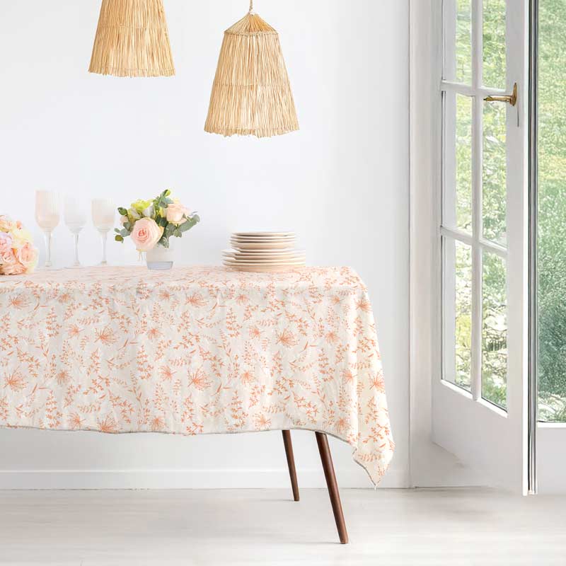 Nappe déperlante imprimée 'Castellane' pêche