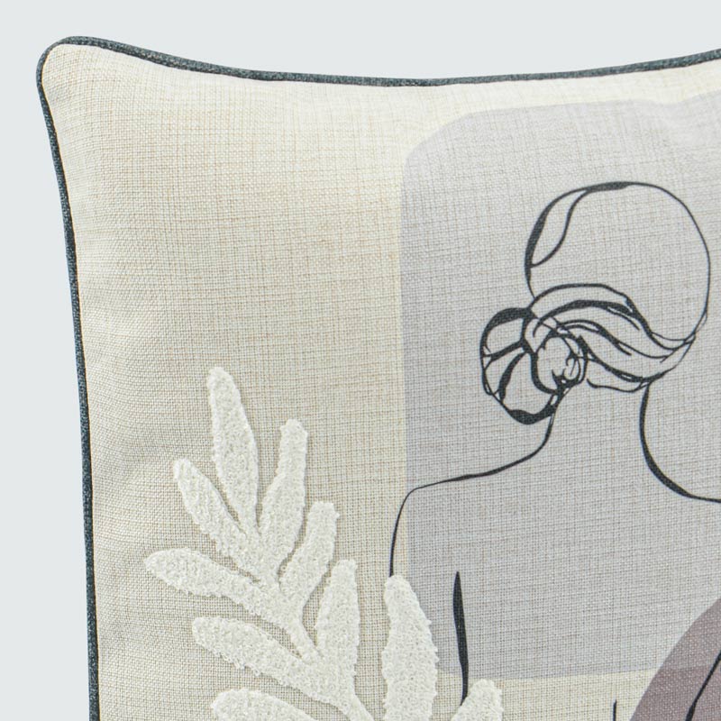 Coussin imprimé tufté 'Lady'