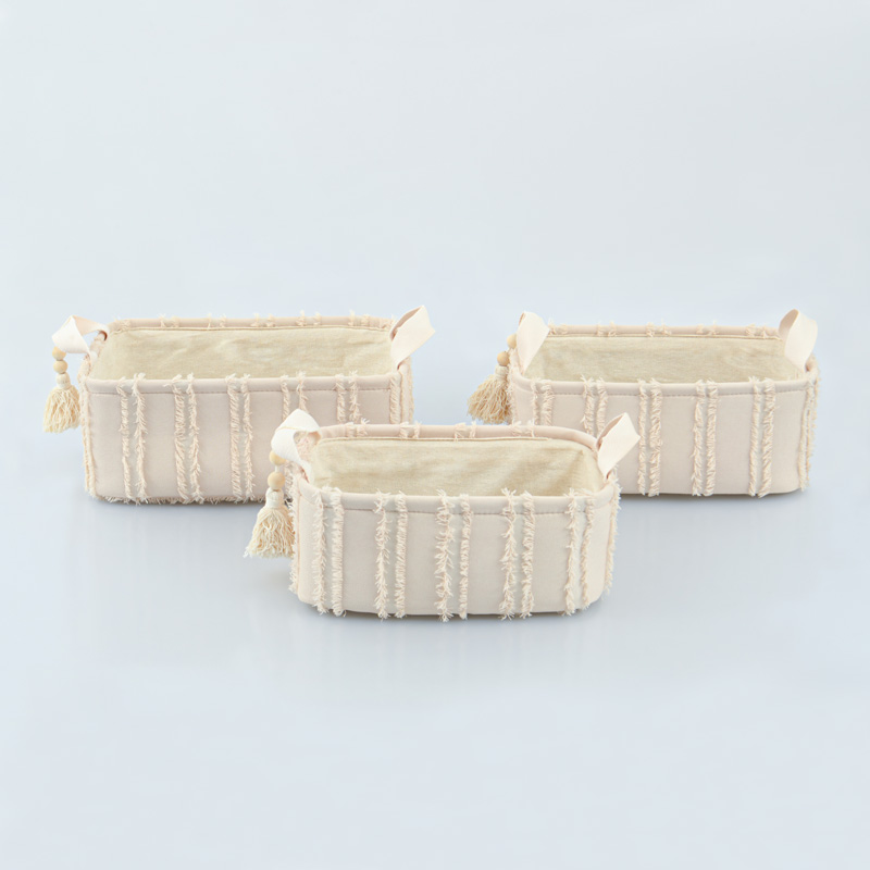 Panier de rangement rectangle 'Mahe' écru