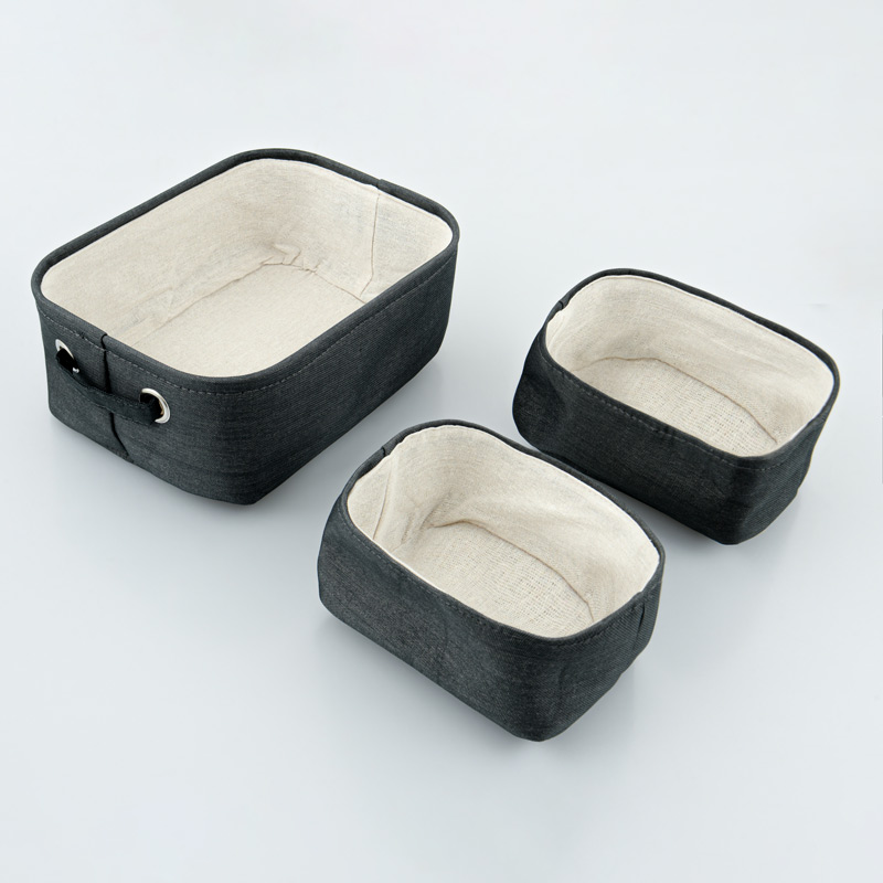 3 paniers de rangement rectangulaires gris