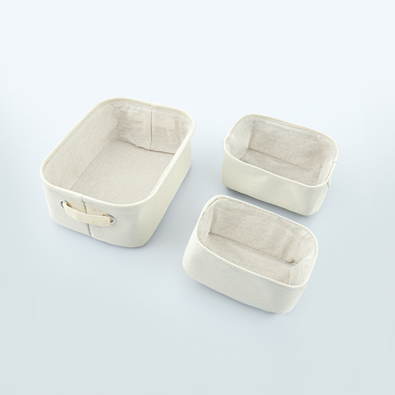 3 paniers de rangement rectangulaires écrus