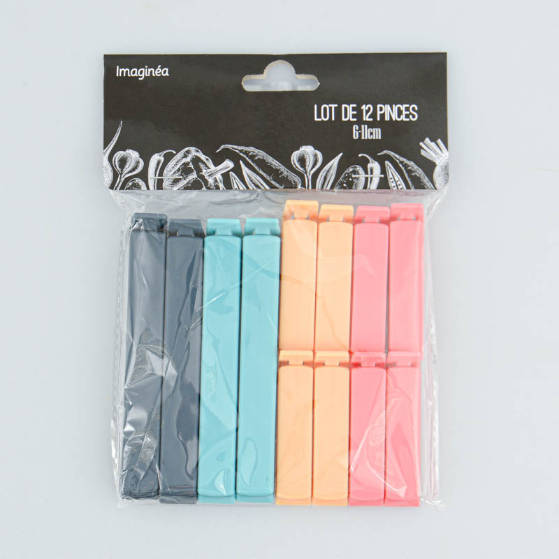Lot de 12 pinces à sachets