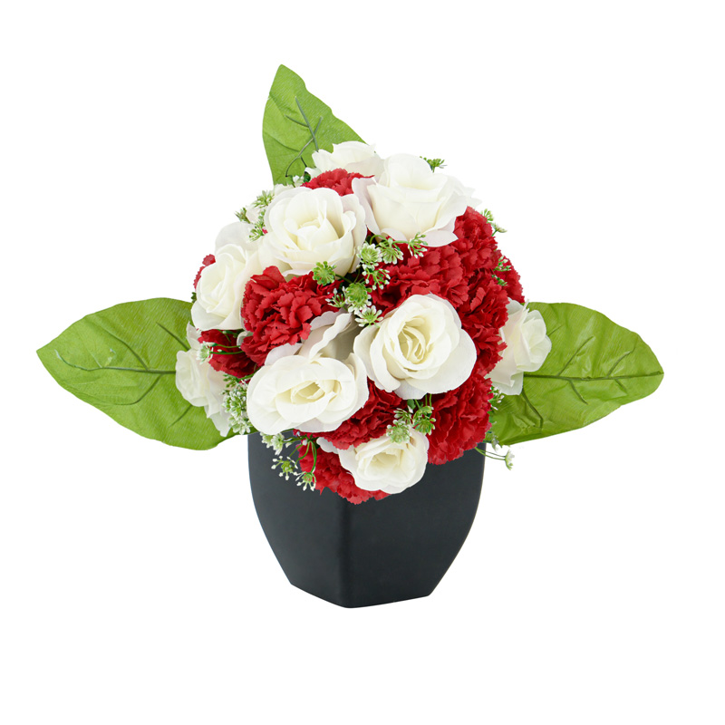 Potée de rose et chrysanthème