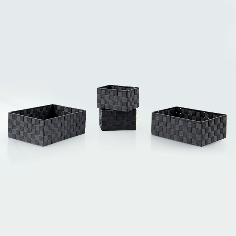 Lot de 4 paniers de rangement damiers gris