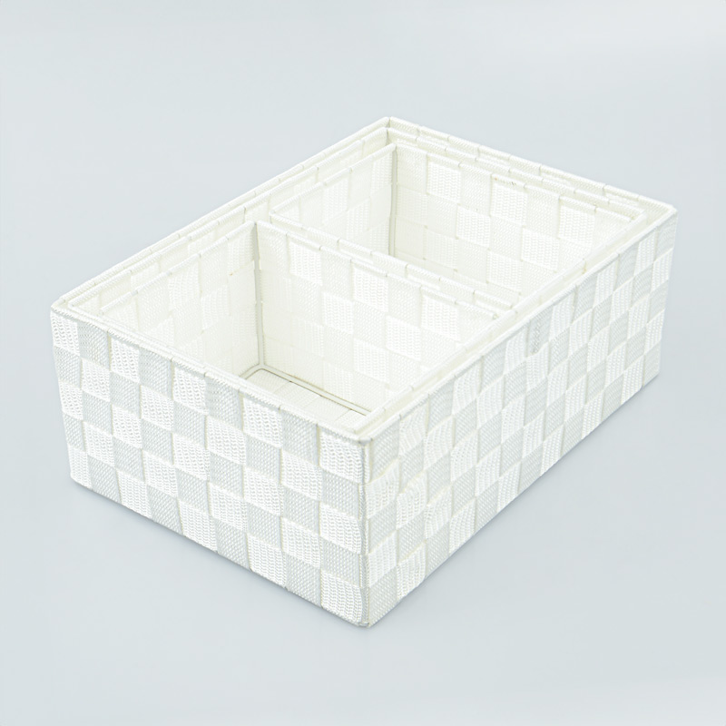 4 paniers de rangement damiers blancs