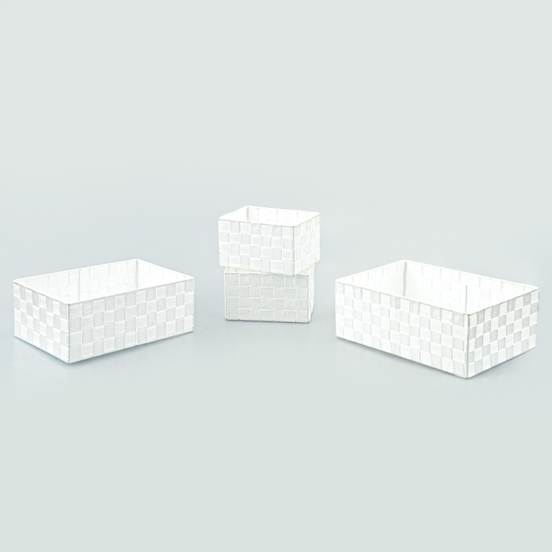 4 paniers de rangement damiers blancs