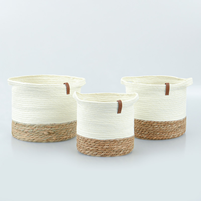 Panier de rangement rond 'Keola' avec anse